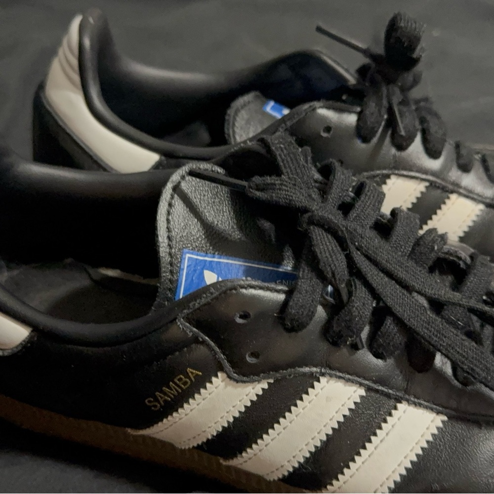 Adidas Samba Black Leather Sneakers with White Stripes